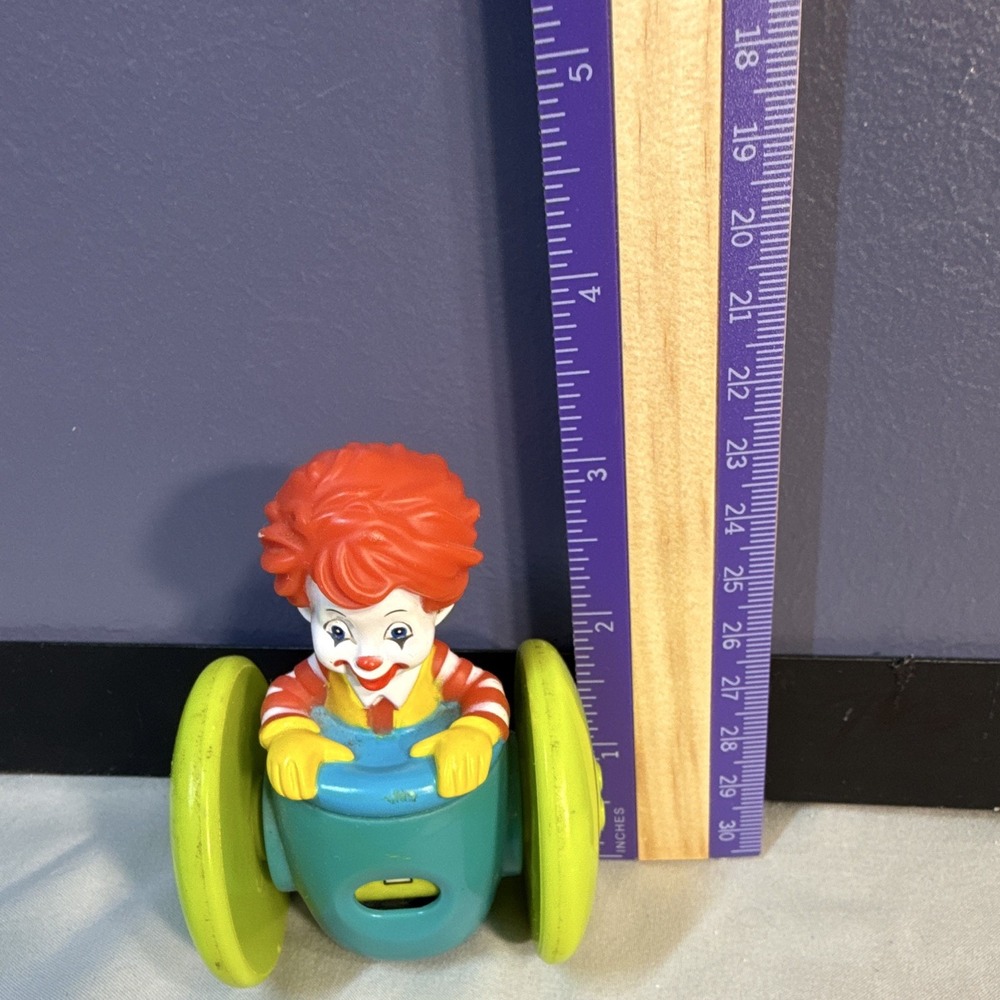 McDonald's Ronald McDonald Toy Figure 2006 w/ Wheels Blue Green Red Yellow - Picture 8 of 8